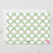 Roze & Groene Kerst Bow Krans Monogram Foto Feestdagenkaart (Achterkant)