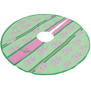 Roze groene kerst Ginger Jar Jars Tree Skirt Kerstboom Rok