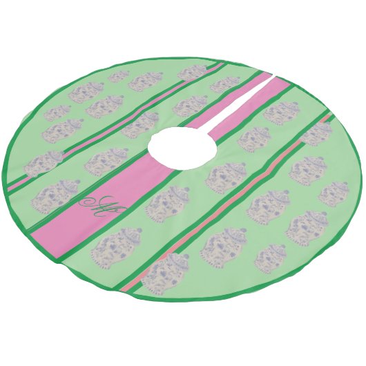 Roze groene kerst Ginger Jar Jars Tree Skirt Kerstboom Rok (Gekanteld)