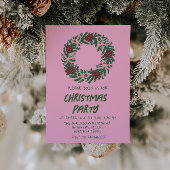  Roze Groene Kerstbogen Krans Party Kaart