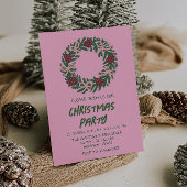  Roze Groene Kerstbogen Krans Party Kaart