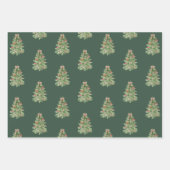 Roze Groene Kerstbomen Boog Geschenkverpakking Pap Inpakpapier Vel (Voorkant 2)