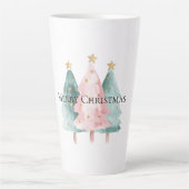 Roze Groene Kerstbomen Gouden Sterren Latte Mok (Voorkant)