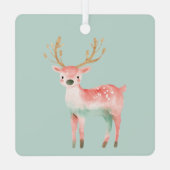 Roze Groene Kerstbomen Gouden Sterren Metalen Ornament (Achterkant)