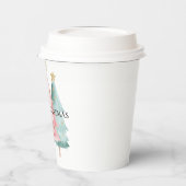 Roze Groene Kerstbomen Gouden Sterren Papieren Bekers (Links)