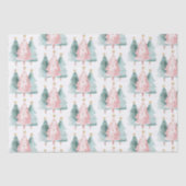 Roze Groene Kerstbomen Gouden Sterren Tissuepapier (Voorkant)