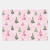 Roze groene kerstbomen inpakpapier vel (Voorkant 3)