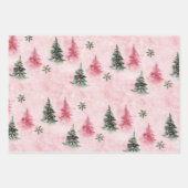 Roze groene kerstbomen inpakpapier vel (Voorkant)