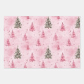 Roze Groene Kerstbomen Inpakpapier Vel (Voorkant 2)