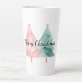 Roze groene kerstbomen latte mok (Voorkant)