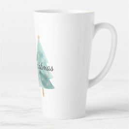 Roze groene kerstbomen latte mok