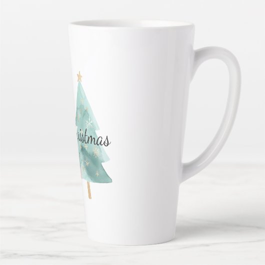 Roze groene kerstbomen latte mok (Rechts)