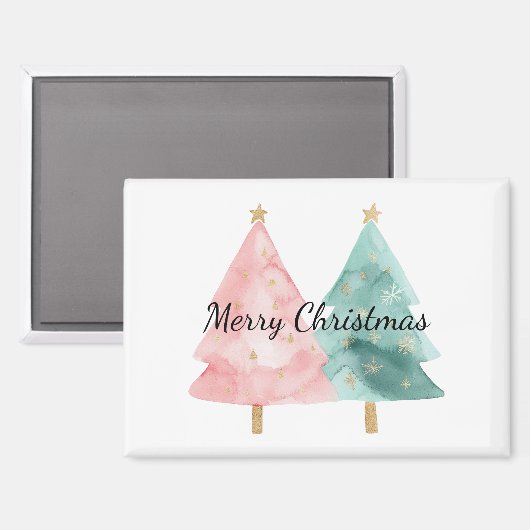 Roze groene kerstbomen magneet (Voorkant / Achterkant)