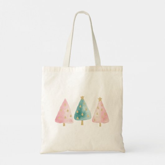 Roze groene kerstbomen tote bag (Achterkant)