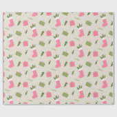 Roze groene kerstcadeautjes, stoppatronen cadeaupapier (Vlak)