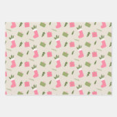 Roze groene kerstcadeautjes, stoppatronen Meerdere Inpakpapier Vel (Voorkant)