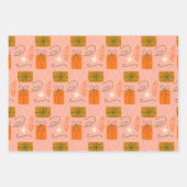 Roze Groene Kerstenset van 3 Inpakpapier Vel (Voorkant 2)