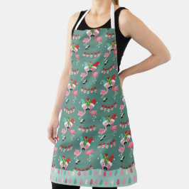 ROZE & GROENE KERSTFLAMINGO'S MET ORNAMENTEN SCHORT