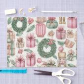 ROZE & GROENE KERSTNOTENKRAKERFIGUUR TISSUEPAPIER (Craft)