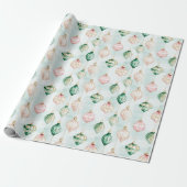 Roze Groene Kerstversiering Cadeaupapier (Uitgerold)