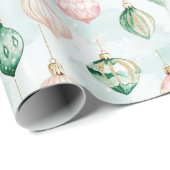 Roze Groene Kerstversiering Cadeaupapier (Rol Hoek)