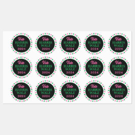 Roze groene klaver 2024 Stem Harris Walz Labels