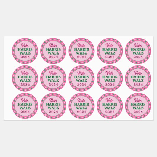 Roze groene klaver 2024 Stem Harris Walz Labels (Vel)