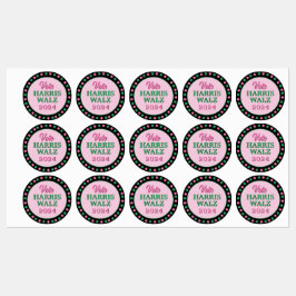 Roze groene klaver 2024 Stem Harris Walz Labels