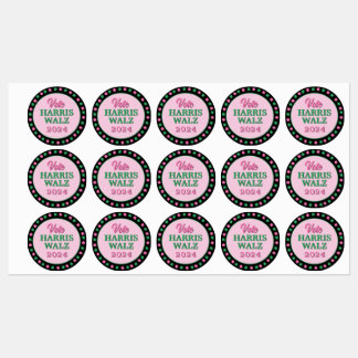 Roze groene klaver 2024 Stem Harris Walz Labels