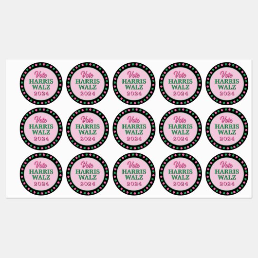Roze groene klaver 2024 Stem Harris Walz Labels (Vel)