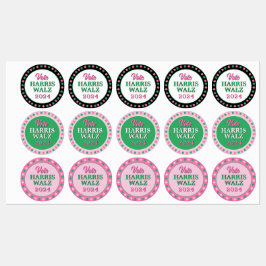 Roze groene klaver 2024 Stem Harris Walz Labels