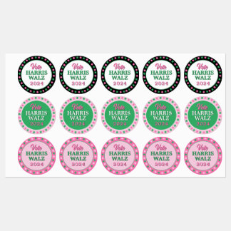 Roze groene klaver 2024 Stem Harris Walz Labels