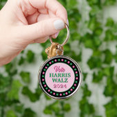 Roze groene klaver 2024 Stem Harris Walz Sleutelhanger (Hand)