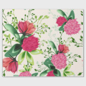 Roze groene klaver Waterverf Cadeaupapier (Vlak)