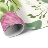 Roze groene klaver Waterverf Cadeaupapier (Rol Hoek)