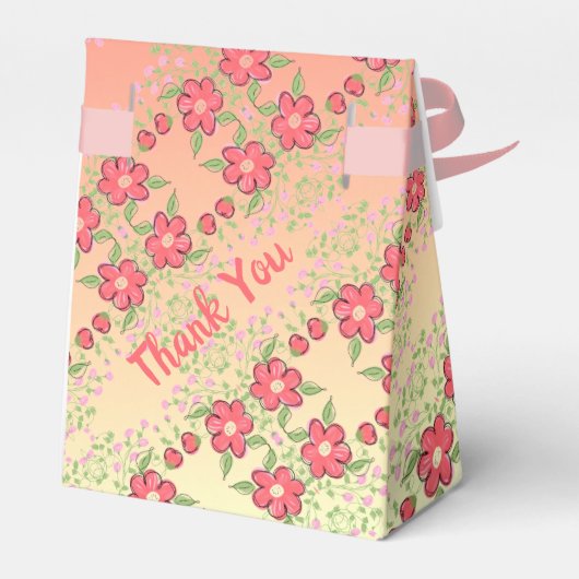 Roze groene kleur en geel bedankdoosjes (Achterkant)