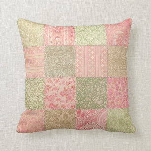 Roze, groene kleur flessenpatroon Quilt Pattern Kussen
