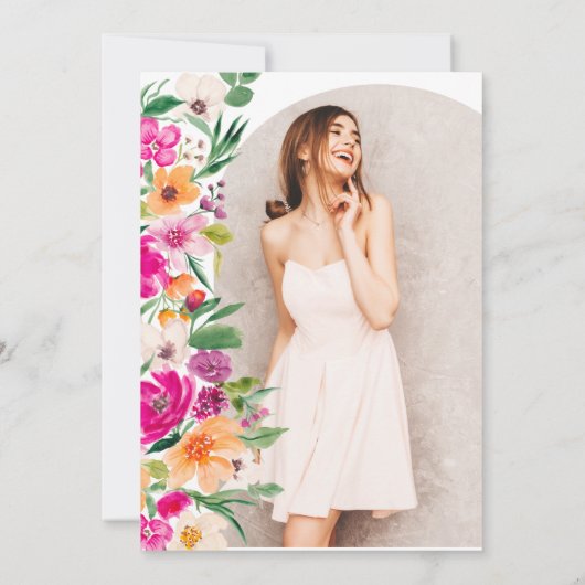 Roze groene kleurige gouden afstuderen met roze fl kaart (Achterkant)