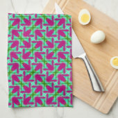 Roze Groene KleurMix JustPatterns Stof Theedoek (Quarter Fold)