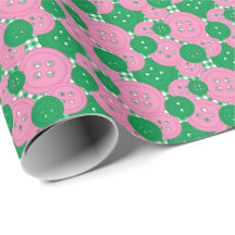 Roze & Groene Knopen Gingham - Ambacht & Naaiateli