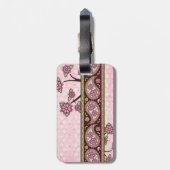 Roze Groene Land Paisley Bloemen Gepersonaliseerd Bagagelabel (Achterkant verticaal)