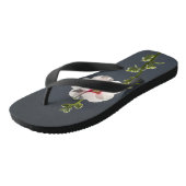 Roze groene langgroene bladeren op donkergrijs teenslippers (Schuin)