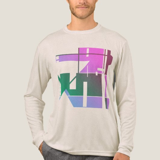 Roze Groene Lavendel Geometrische Tribal Art Abstr Tri-Blend Shirt (Voorkant volledig)