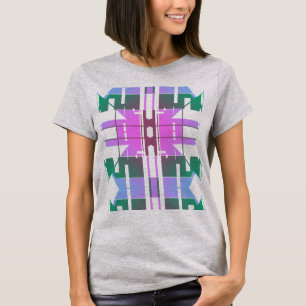 Roze Groene Lavendel Tribal Art Grote Tegels Desig T-shirt