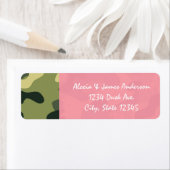 Roze & Groene leger camouflage adreslabels Etiket (Insitu)