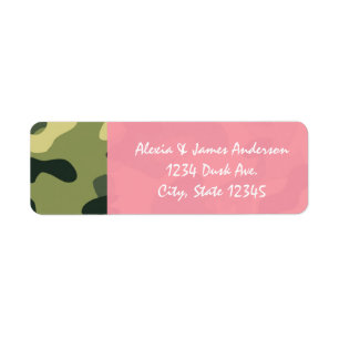 Roze & Groene leger camouflage adreslabels Etiket