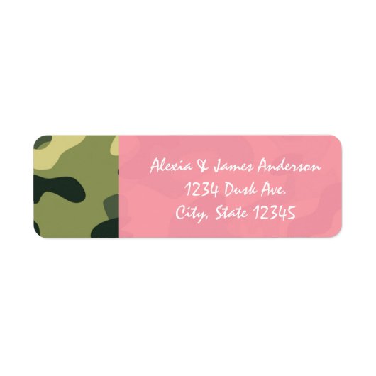 Roze & Groene leger camouflage adreslabels Etiket (Voorkant)