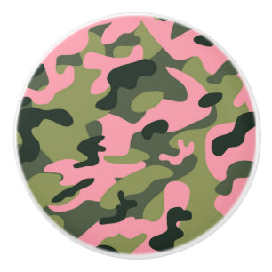 Roze Groene Leger Camouflage Camo Slaapkamer Dress Keramische Knop