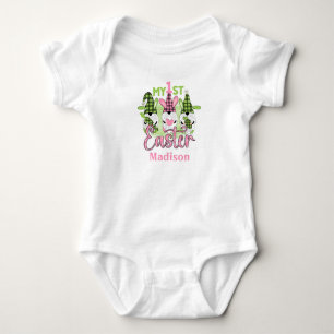 Roze Groene Lente Pasen Kabouters Mijn Eerste Pase Romper