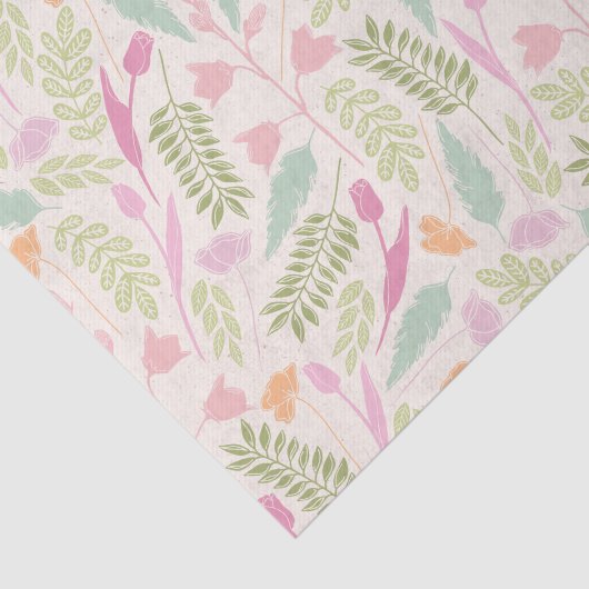 Roze groene lenteverboeiend bloempatroon tissuepapier (Detail)
